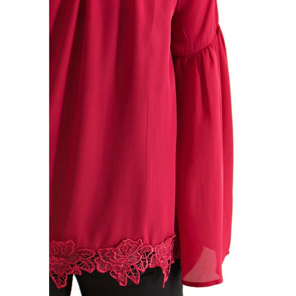 Entro Lace, Bell & Tassel Tunic Burgundy - Picture 5 of 5